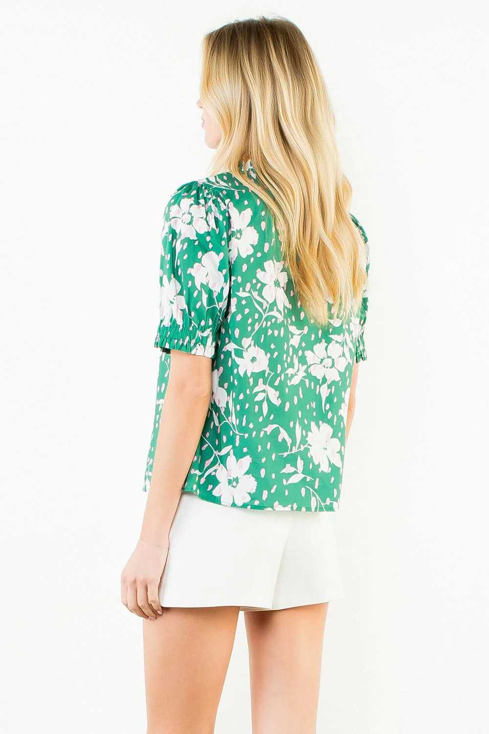 Hannah Floral Print With Ruffled Neck And Sleeve Top - Image 3