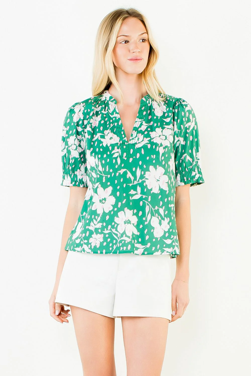 Hannah Floral Print With Ruffled Neck And Sleeve Top - Image 5