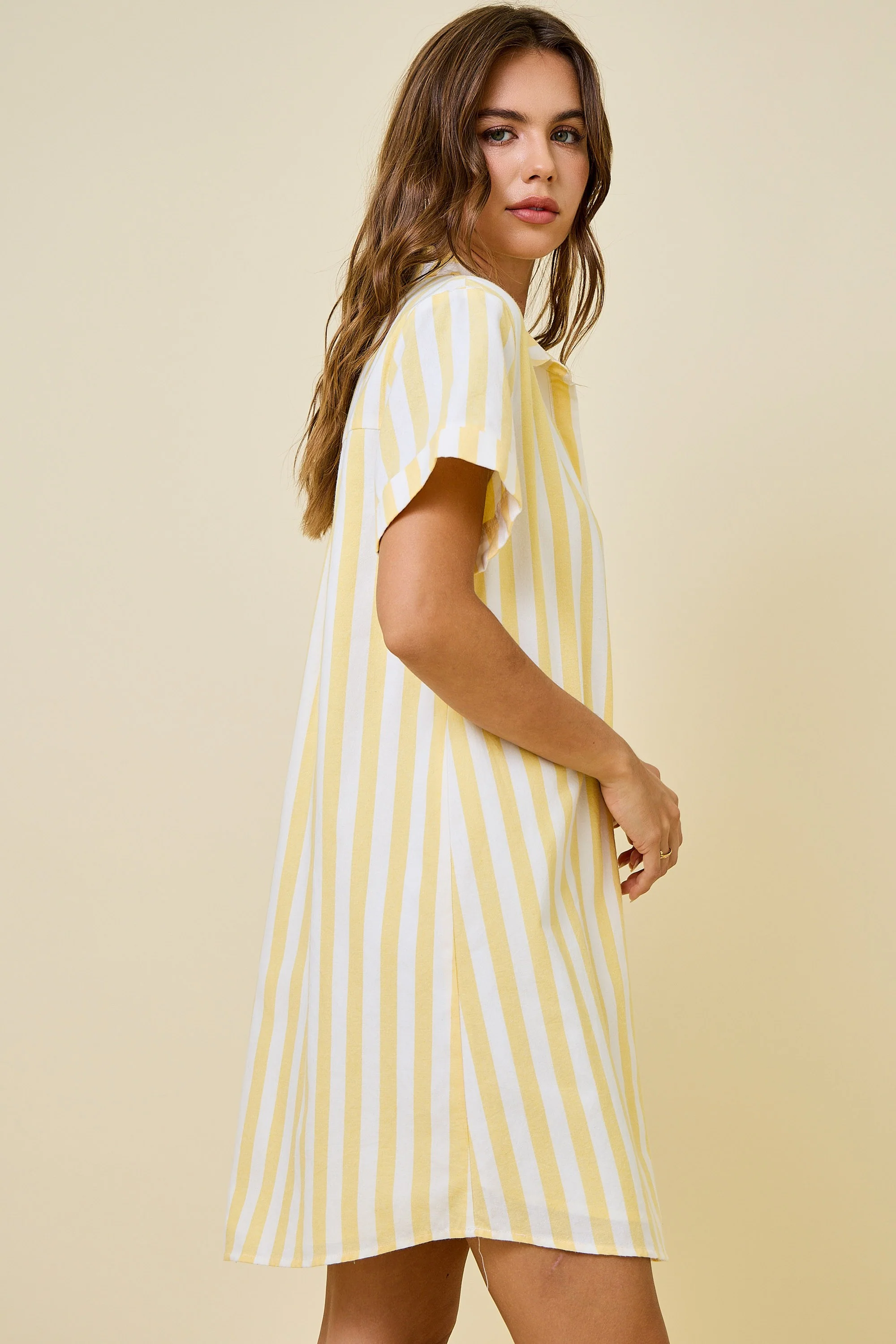 Harper Striped Easy Shirt Dress W/ Pocket Detail & Lining - Image 4
