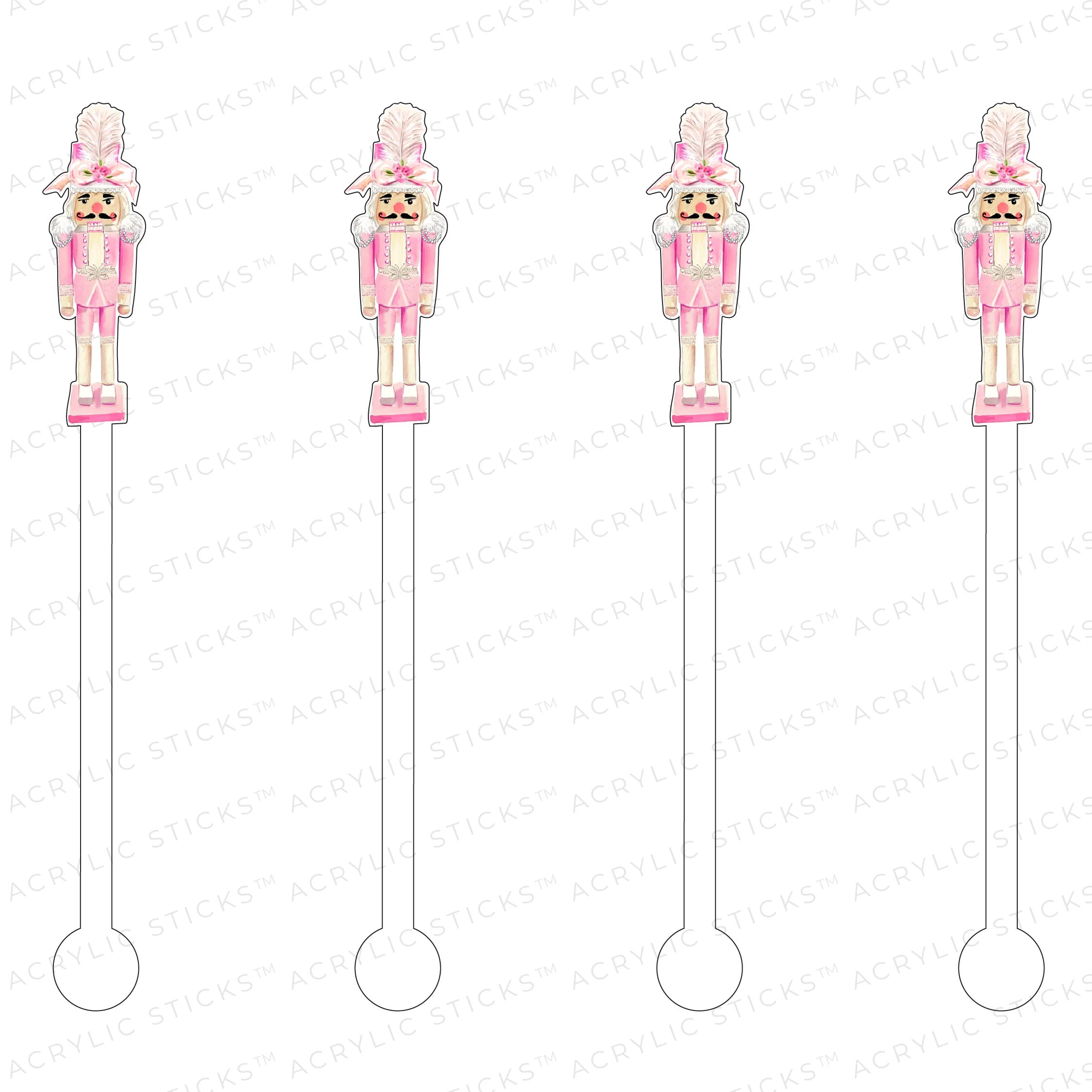 Haute Pink Holiday Nutcracker Acrylic Stir Sticks