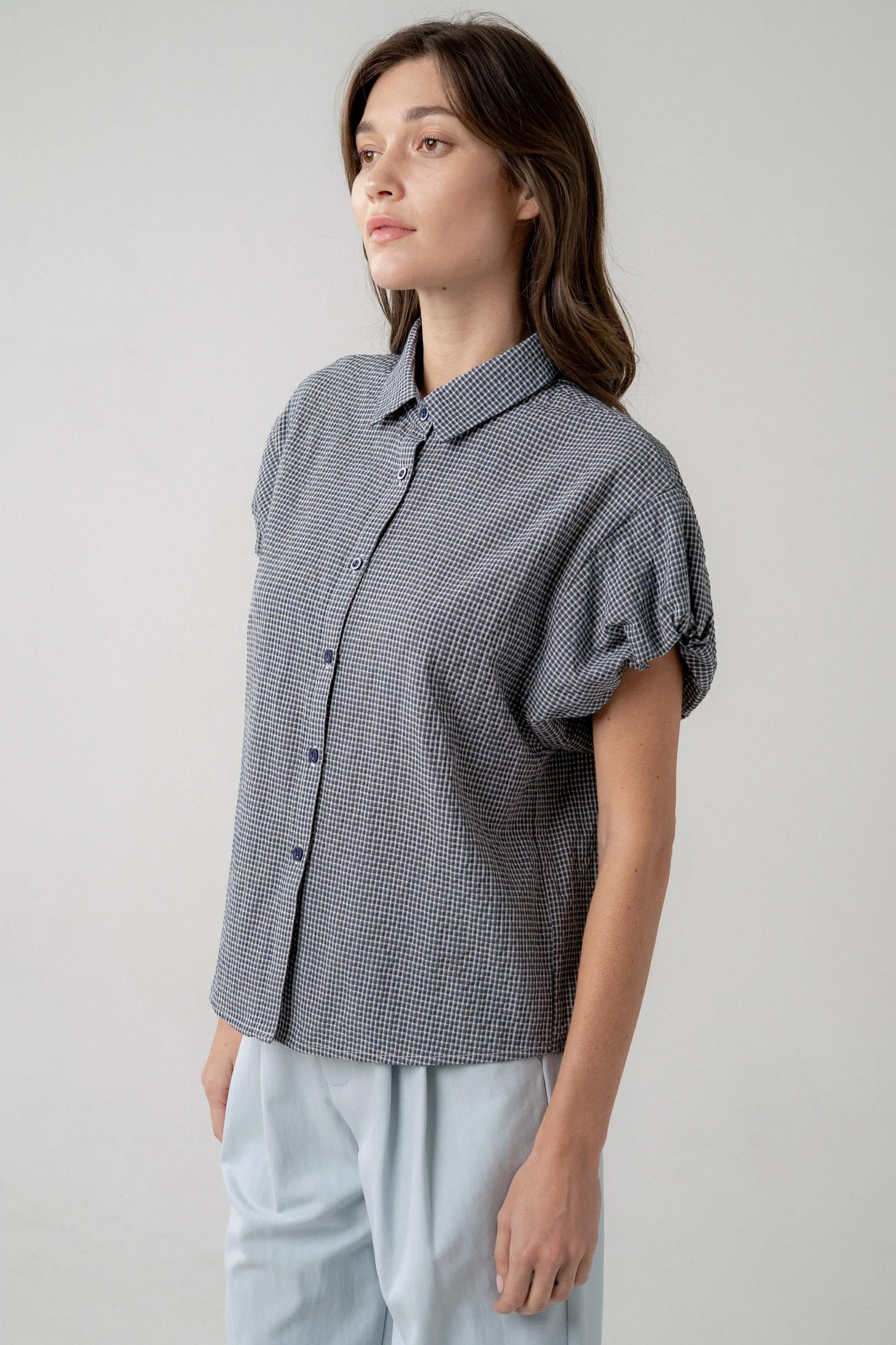 Hazel Puff Sleeve Button-down Blouse - Image 3