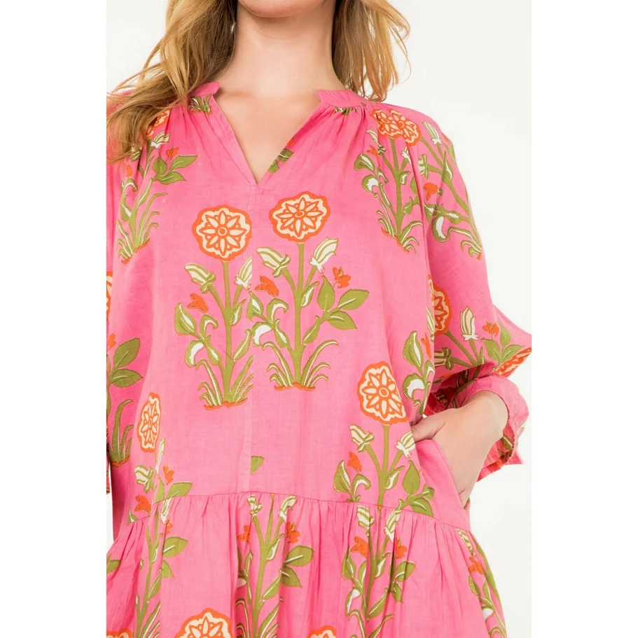 Hazel Short Sleeve Flower Print Dress - Image 4