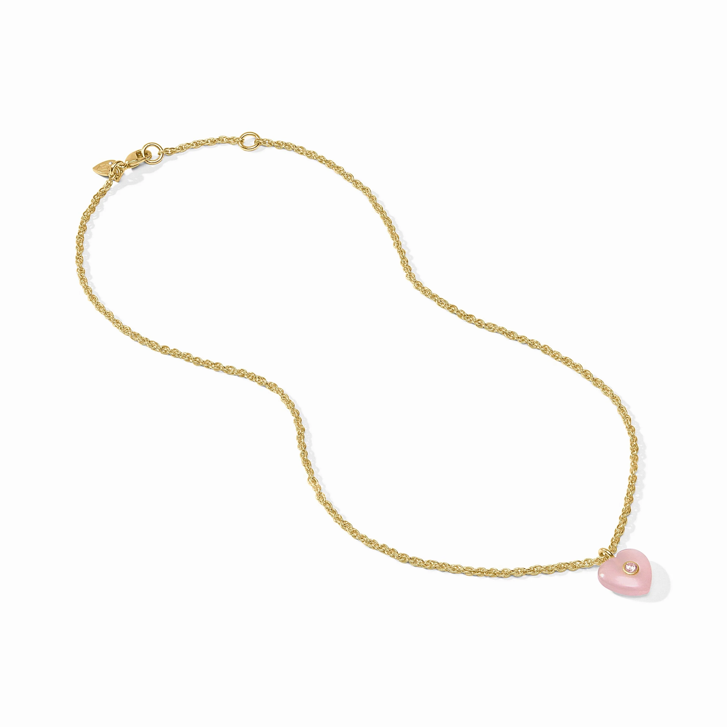 Heart Delicate Necklace Pink Quartz - Image 2