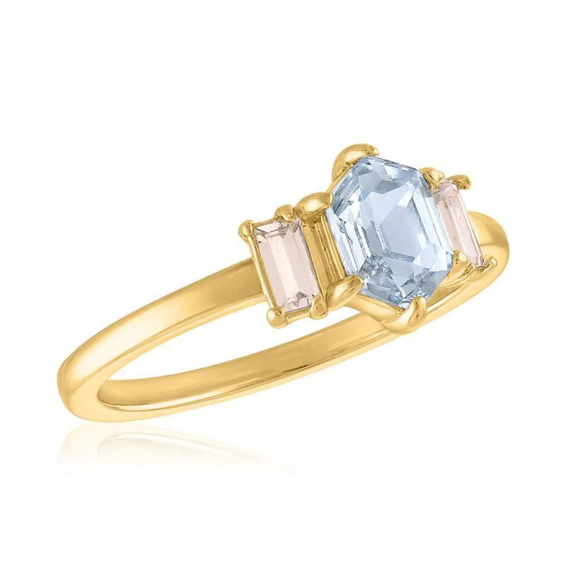 Hexagon Step Cut Gold Layers Ring - Image 4