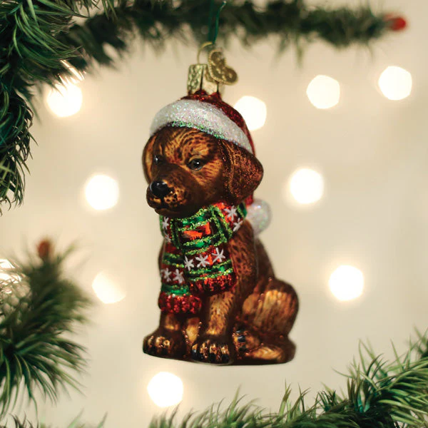 Holiday Chocolate Labrador Pup Ornament - Image 4