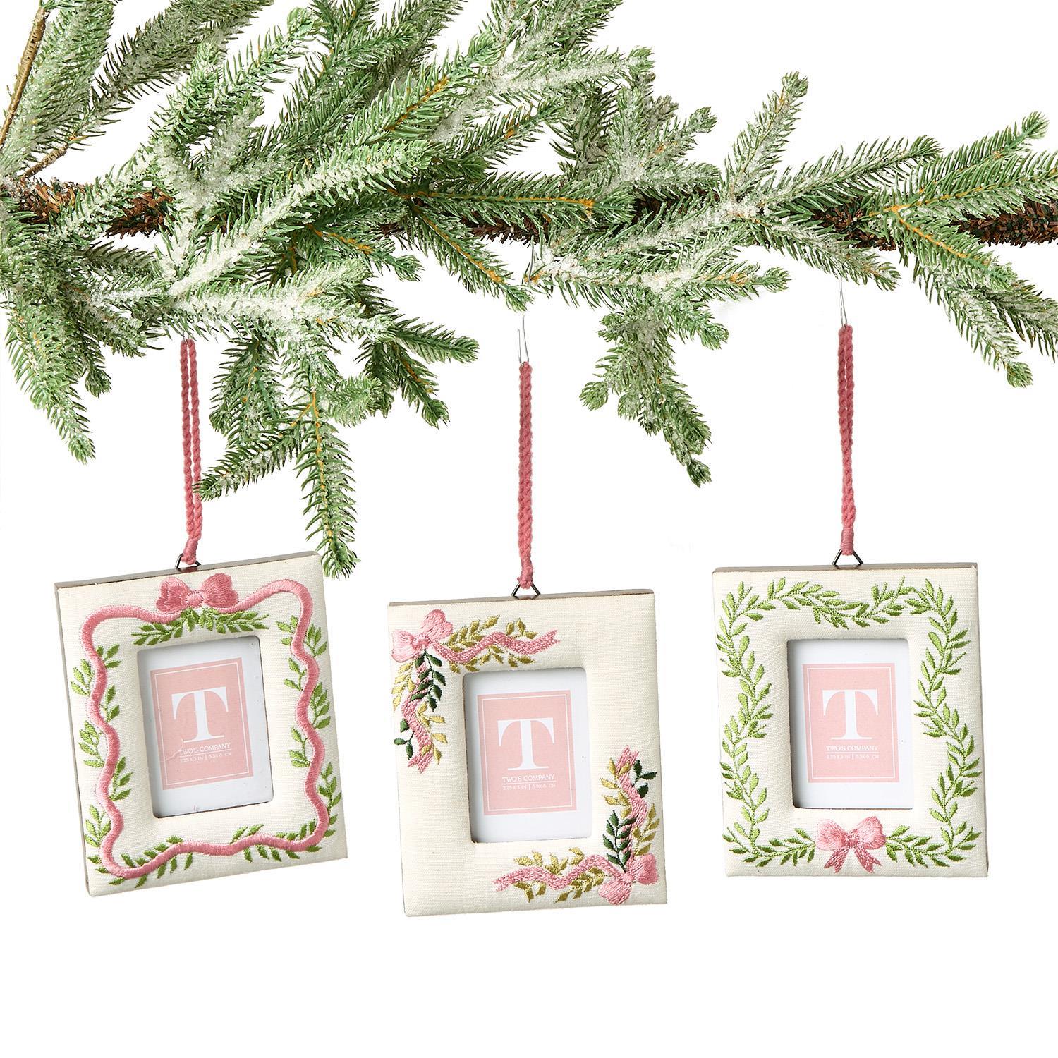 Holiday Memories Embroidered Photo Frame Ornament - Image 2