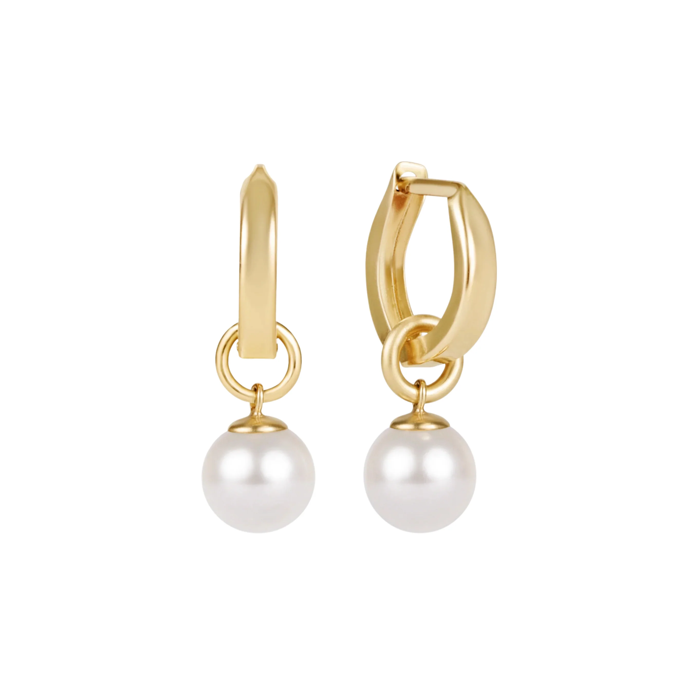 Huggie Gold 0.5" Hoop - Classic Pearl 8mm Charm - Image 2