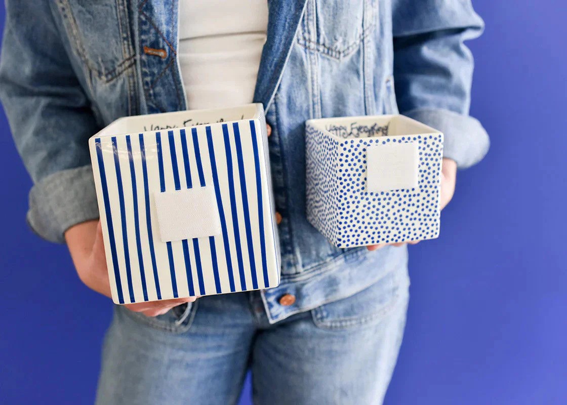 Indigo Skinny Stripe Medium Mini Nesting Cube - Image 4