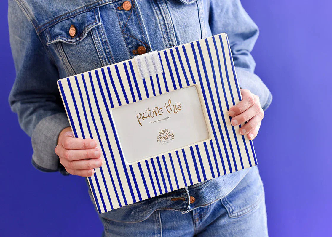 Indigo Skinny Stripe Mini Rectangle Frame - Image 4