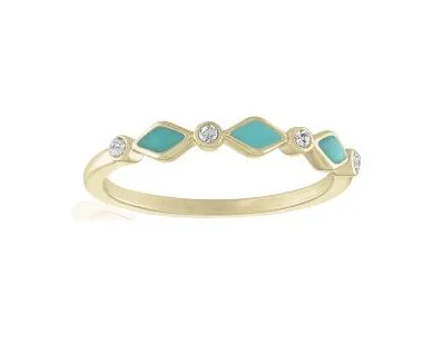 Infinity Turquoise Diamond Gold Layers Ring - Image 2