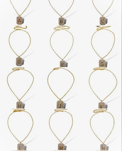 Initial Pave Tag Necklace