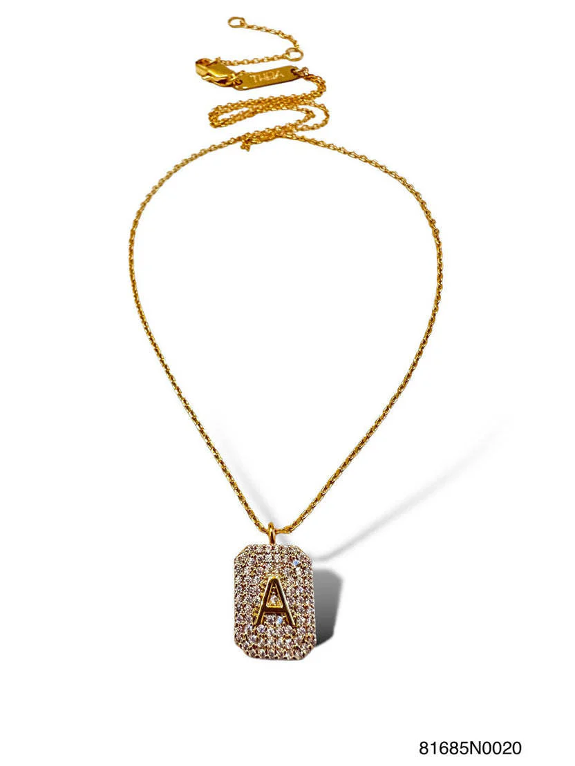 Initial Pave Tag Necklace Gold - Image 4