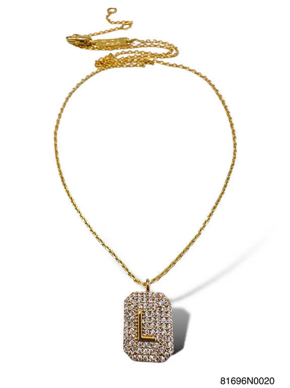 Initial Pave Tag Necklace Gold - Image 8