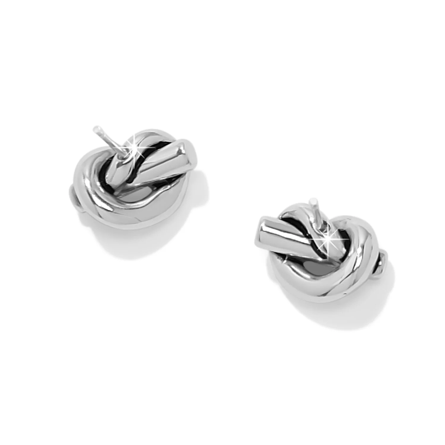 Interlok Single Knot Silver Post Earrings - Image 3