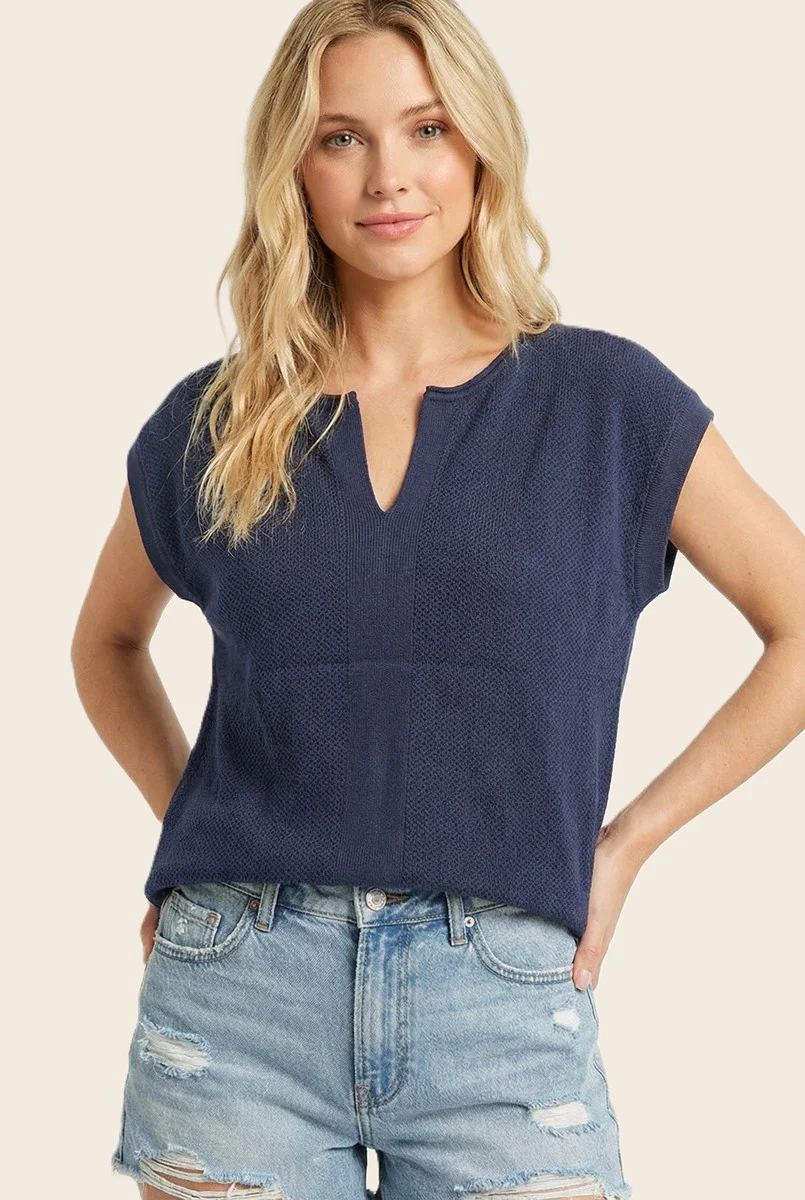 Isabelle Pointelle Short Sleeve Sweater Top - Image 4