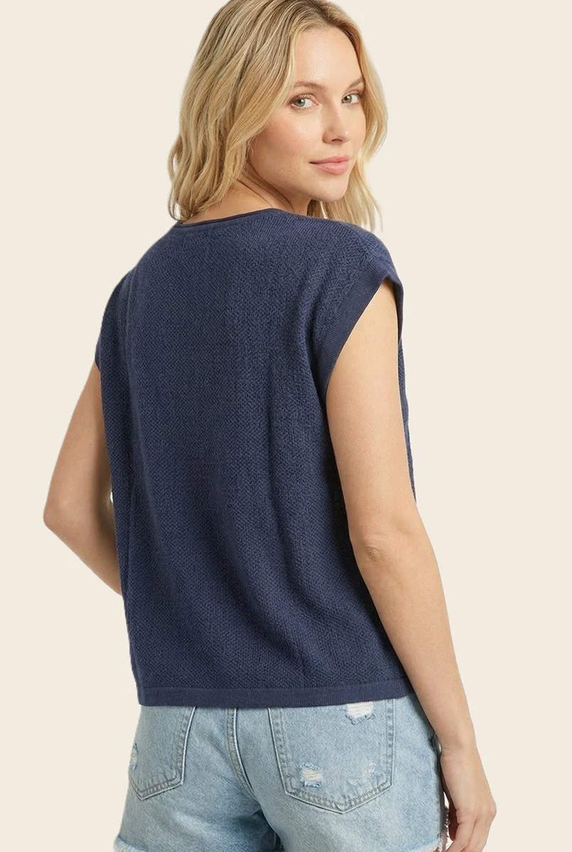 Isabelle Pointelle Short Sleeve Sweater Top - Image 5