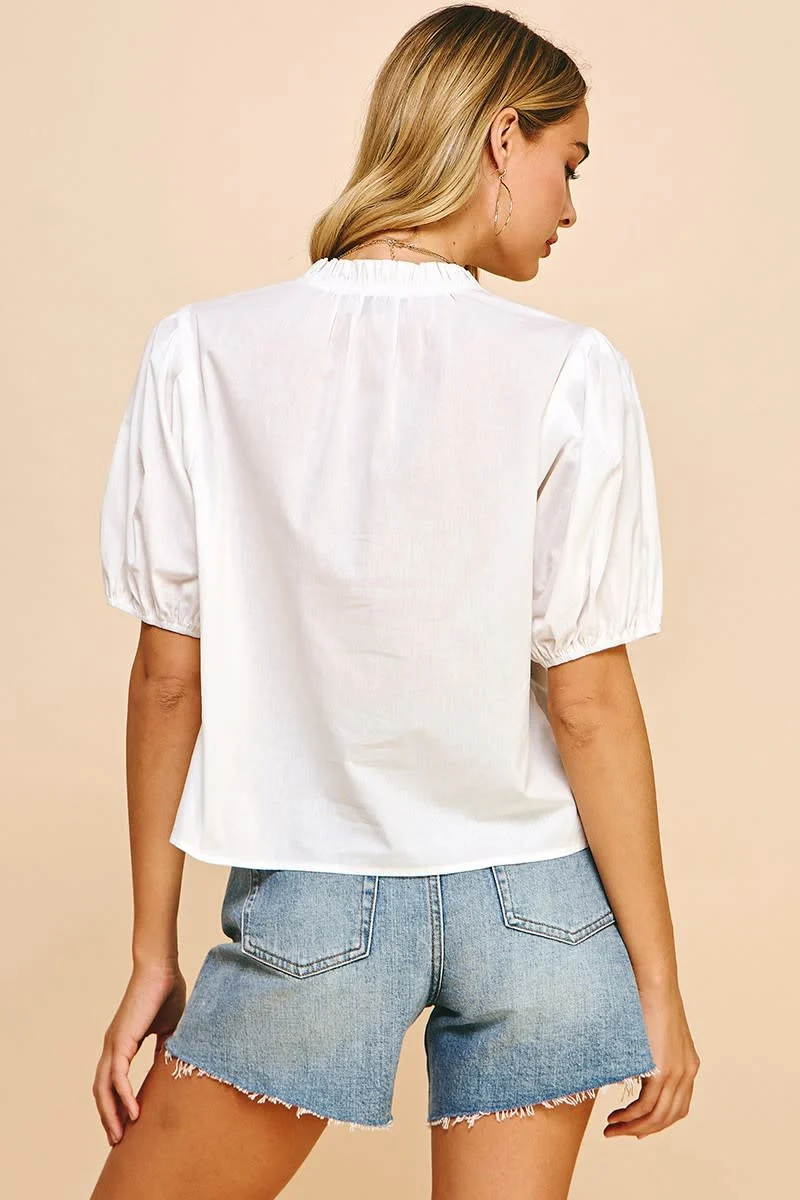 Ivy Short Sleeve V-Neck Woven Top - Image 15