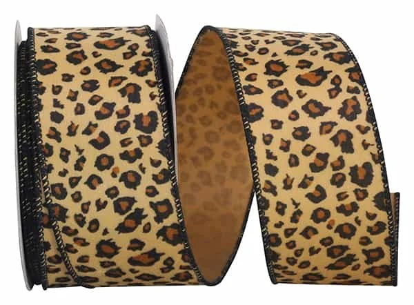 JAGUAR PLUSH FURRY WIRED EDGE RIBBON 2.5"x10YDS