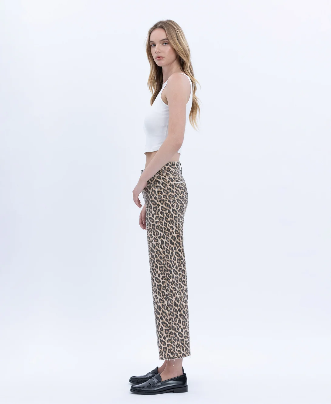 Jane High Rise Animal Print Crop Wide Leg Jeans - Image 2