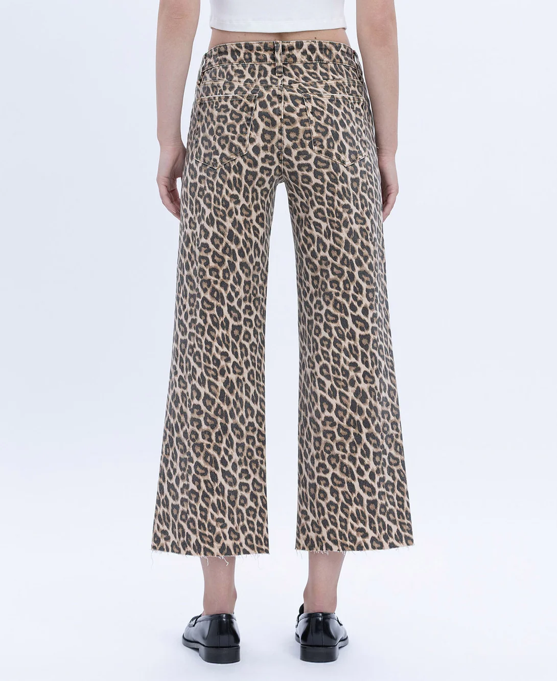 Jane High Rise Animal Print Crop Wide Leg Jeans - Image 3