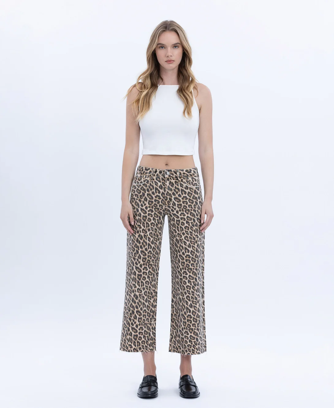 Jane High Rise Animal Print Crop Wide Leg Jeans - Image 4