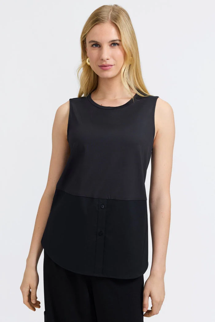 Jesse Knit-Woven Crew Cut Sleeveless Layering Tank - Image 3