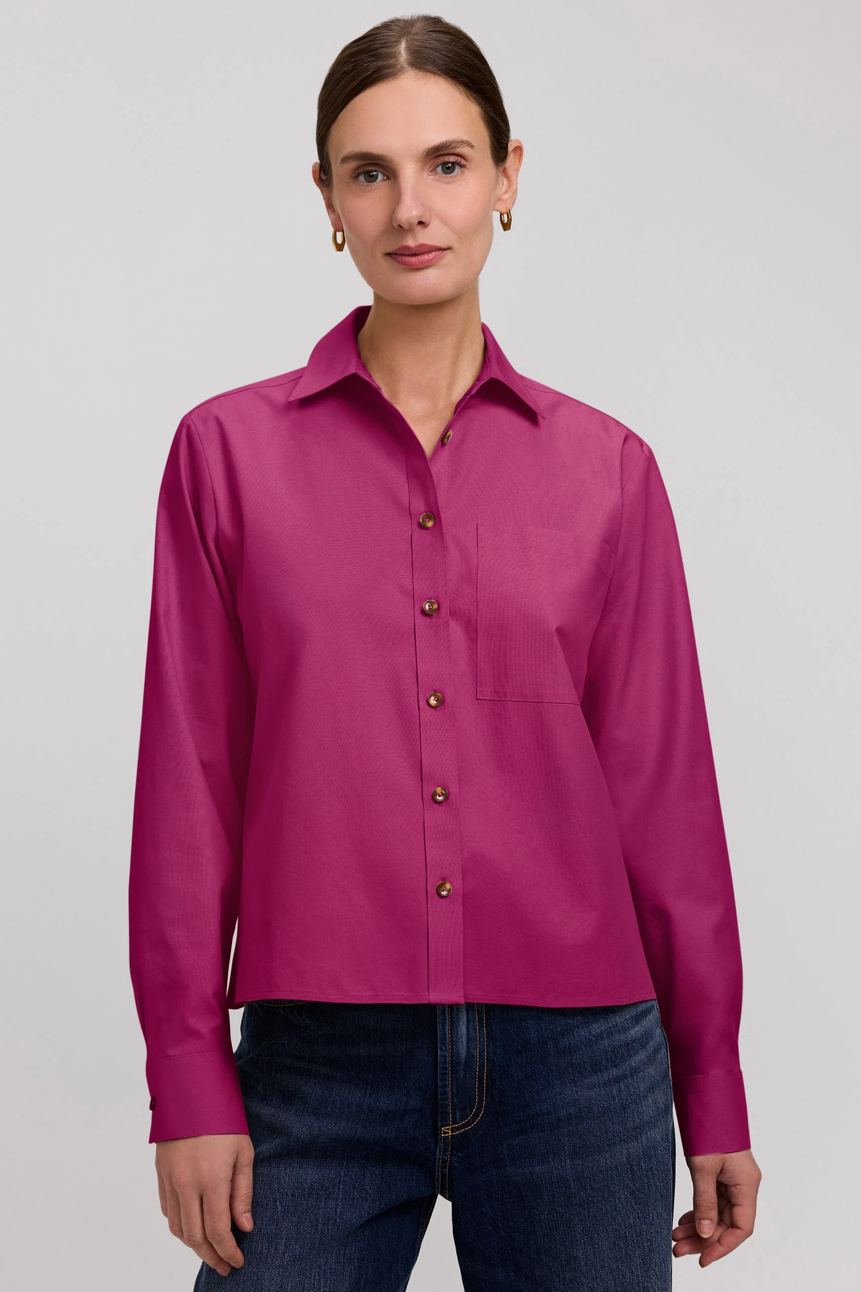 Jodie No Iron Pinpoint Long Sleeve Short Shirt - Image 3