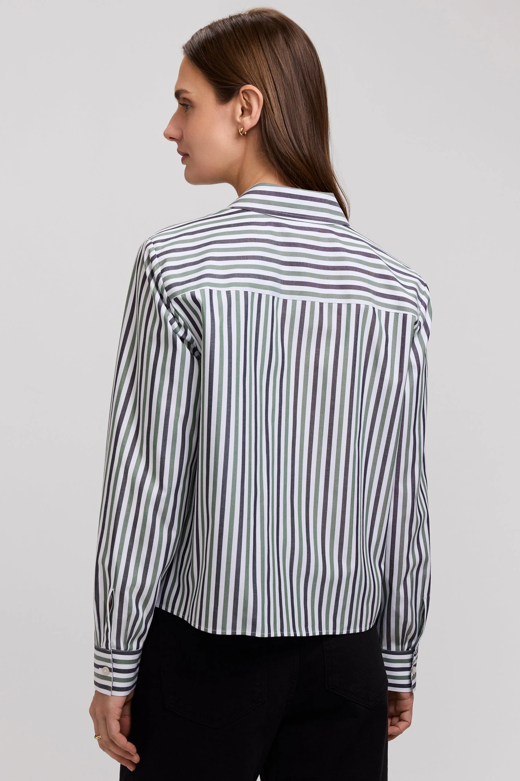 Jodie No Iron Pinpoint Stripe Long Sleeve Short Shirt - Image 2