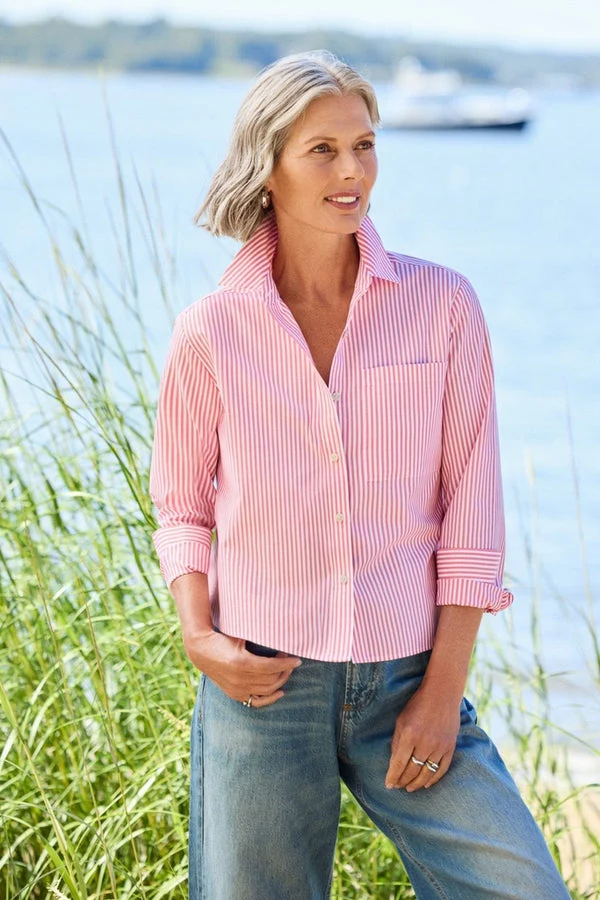 Jodie No Iron Pinpoint Stripe Long Sleeve Short Shirt - Image 4