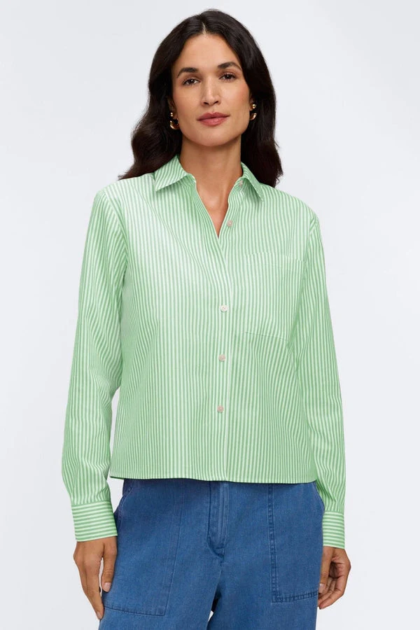 Jodie No Iron Pinpoint Stripe Long Sleeve Short Shirt - Image 9