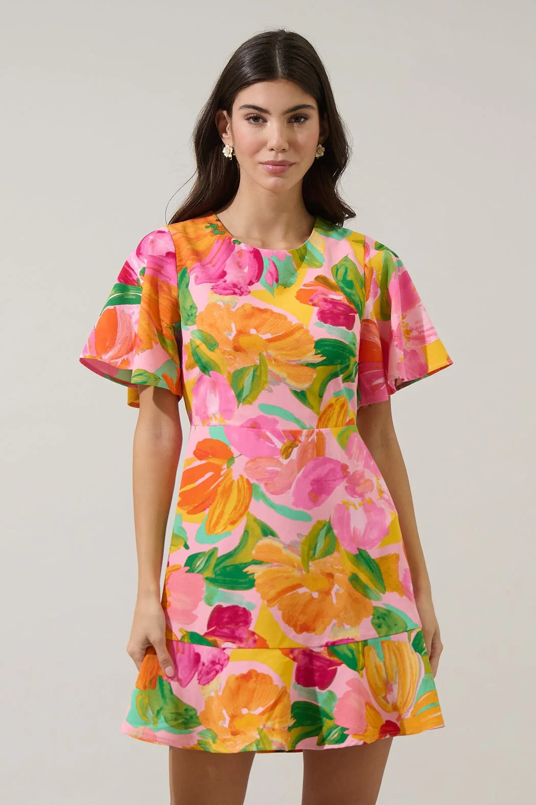 Jovana Floral Flouncy Mini Dress - Image 2