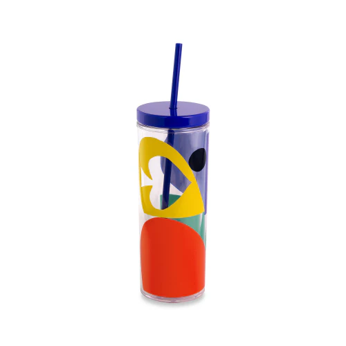 July Acrylic Tumbler with Straw, Spade Colorblocks - Image 2