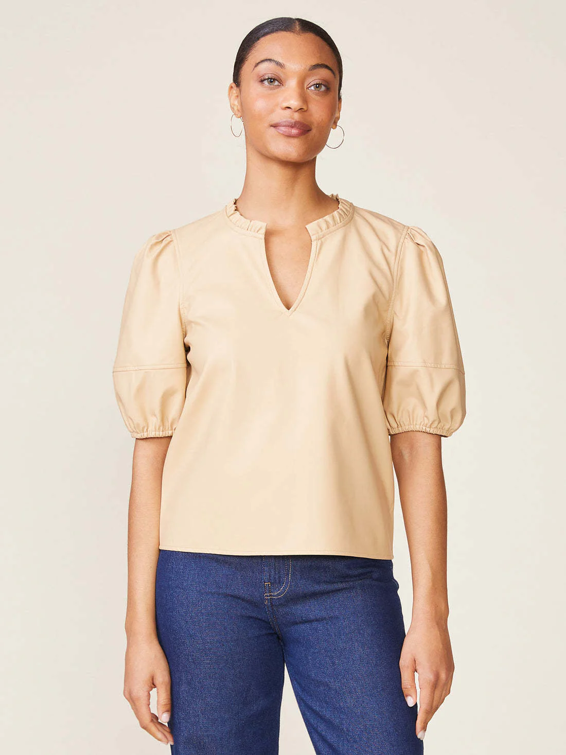 Kacey Vegan Leather Blouse - Image 7