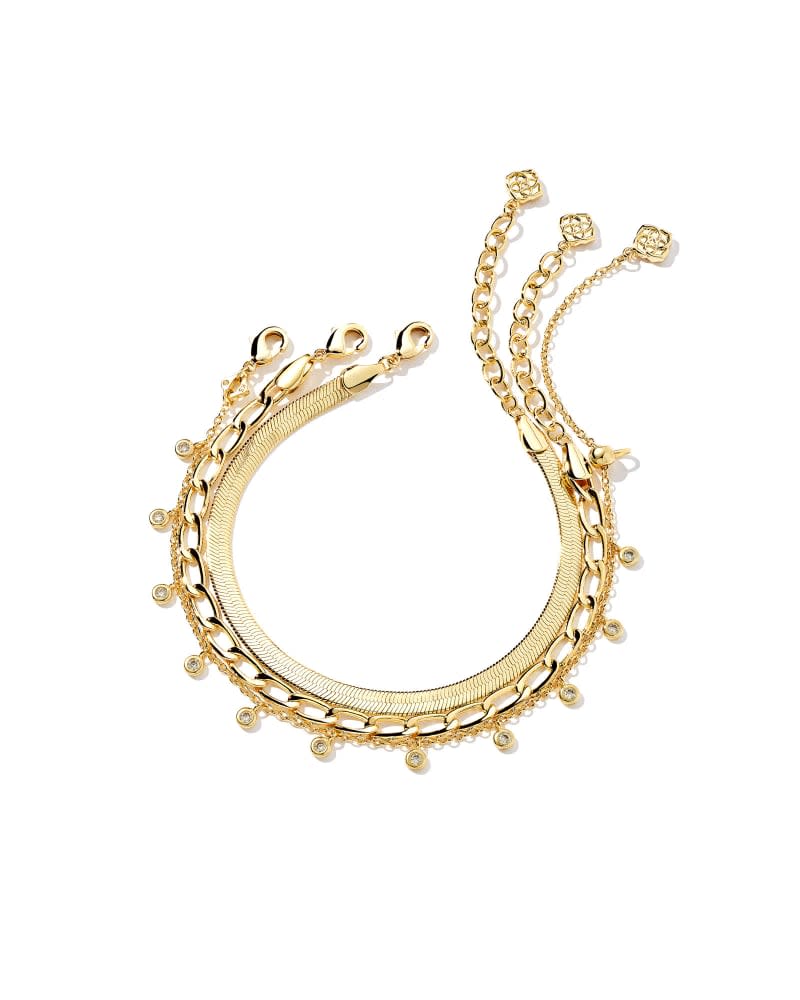 Kassie Set of 3 Chain Bracelets in Gold Metal - Image 2