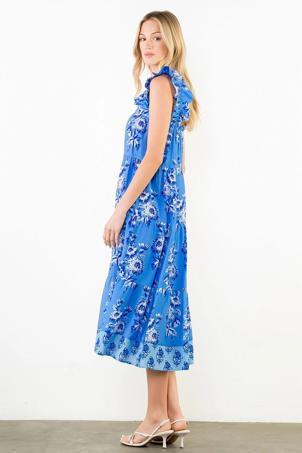 Katie Flutter Sleeve Floral Print Tiered Dress - Image 2
