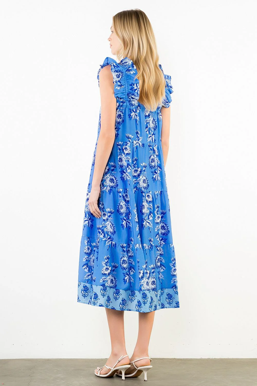Katie Flutter Sleeve Floral Print Tiered Dress - Image 3