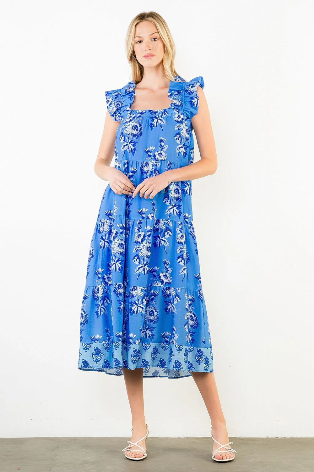 Katie Flutter Sleeve Floral Print Tiered Dress - Image 5