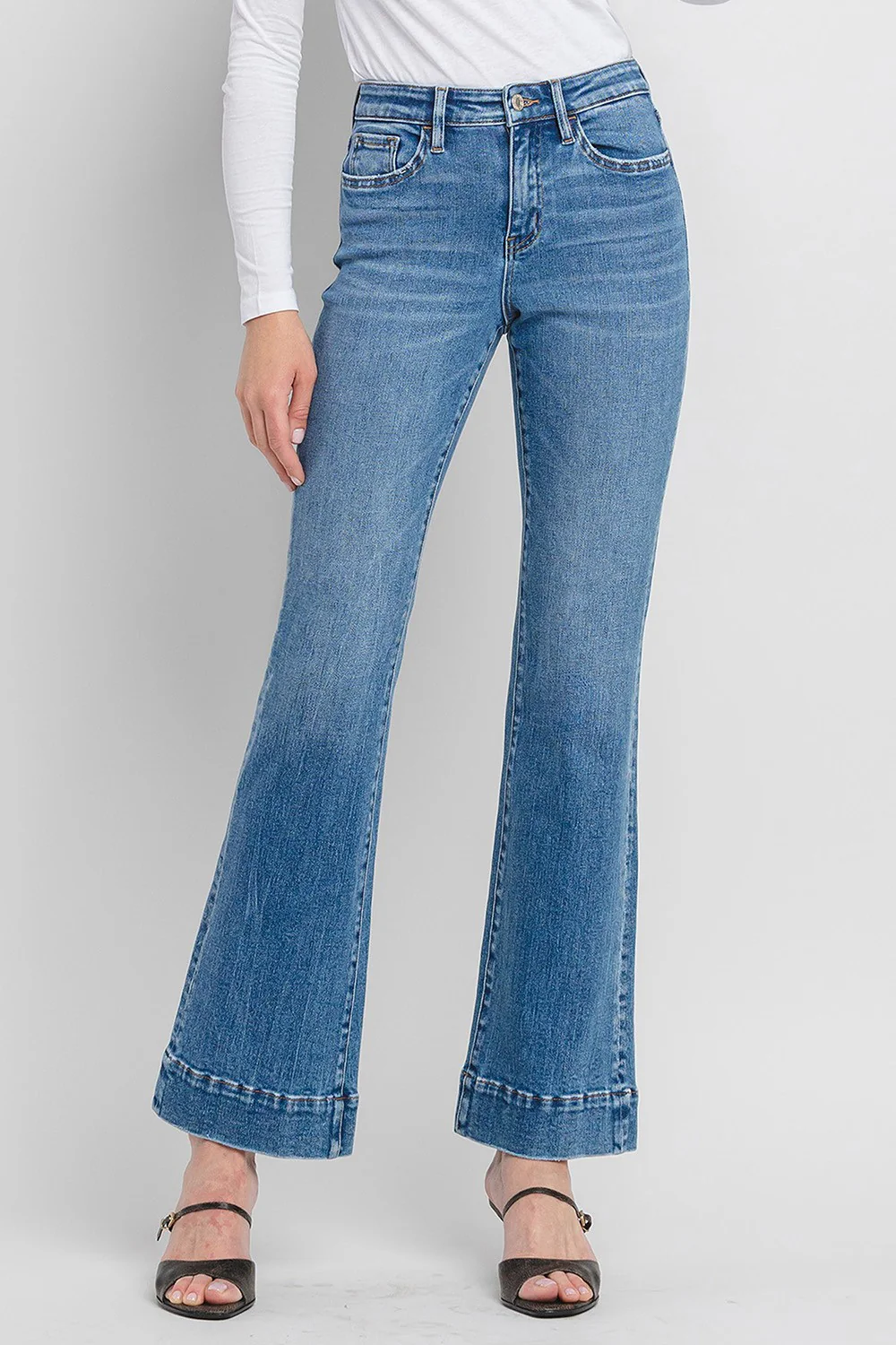 Kayla High Rise Trouser Hem Relaxed Flare Jeans - Image 12