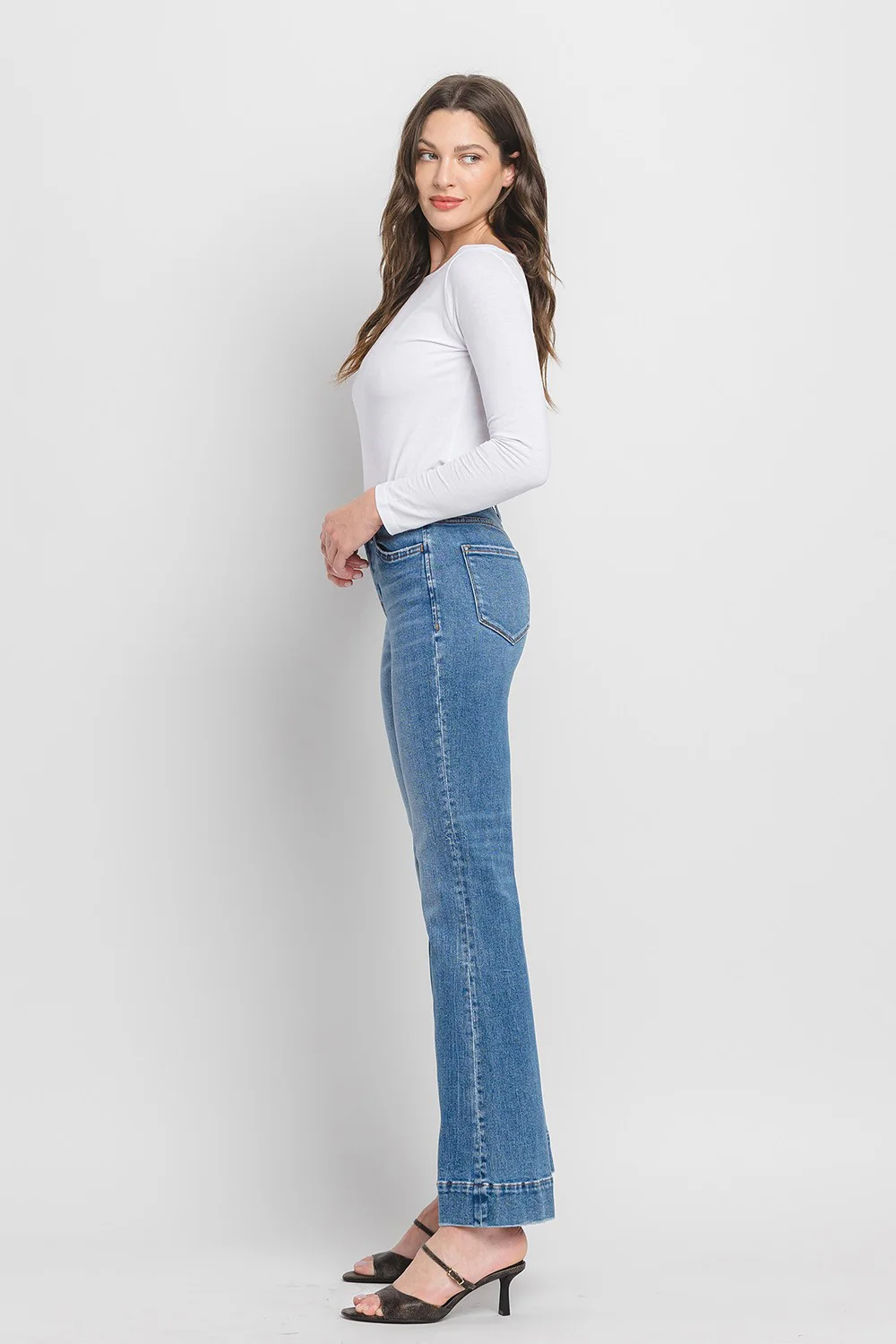 Kayla High Rise Trouser Hem Relaxed Flare Jeans - Image 13