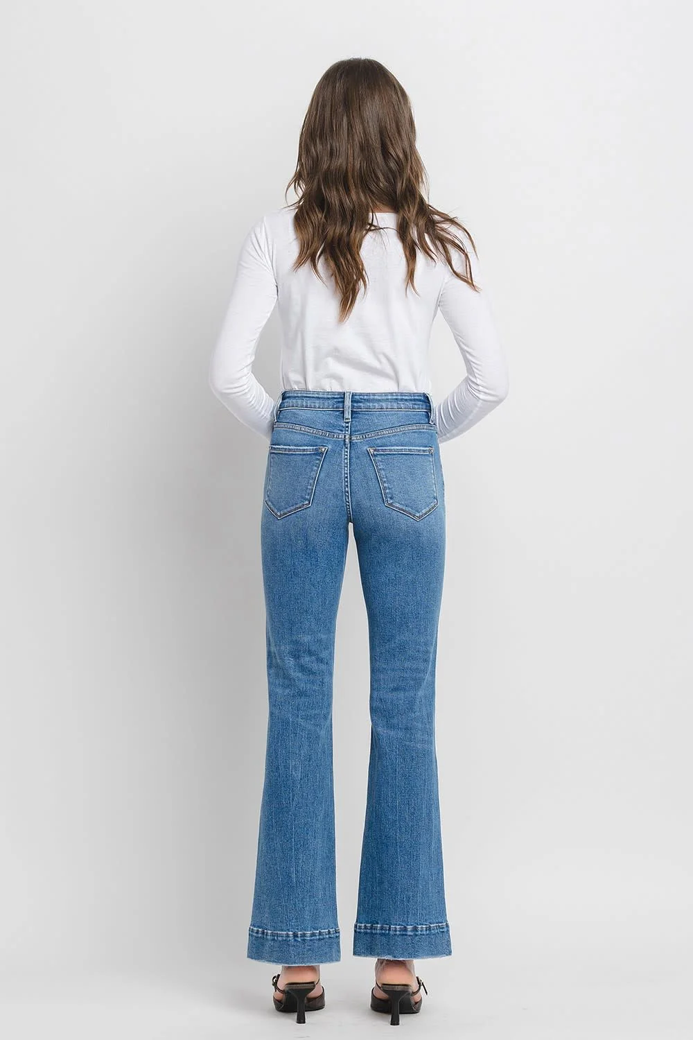 Kayla High Rise Trouser Hem Relaxed Flare Jeans - Image 3