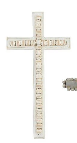 LARGE BEADED WOOD CROSS