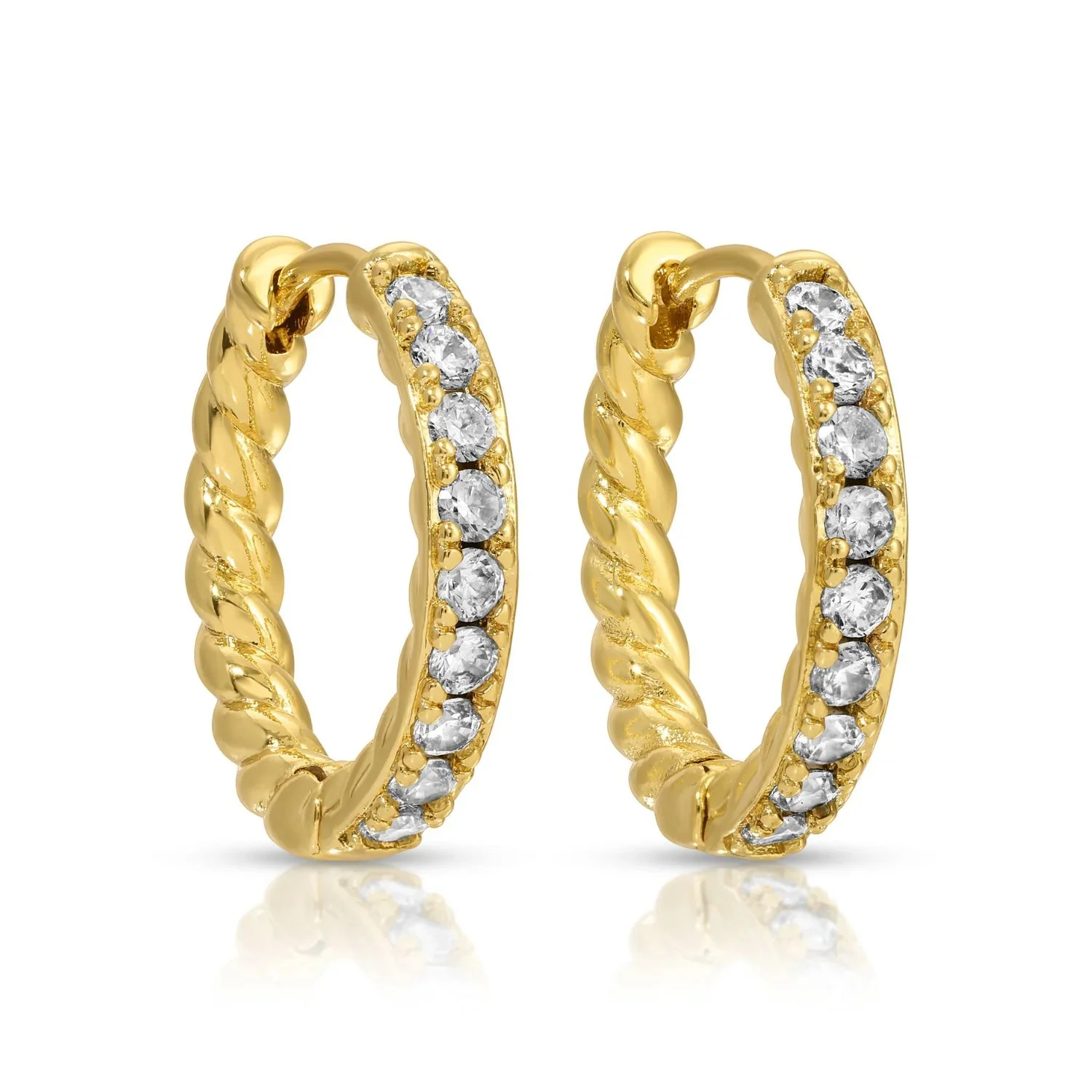 Large Cubic Zirconia Twist Huggies - Image 2