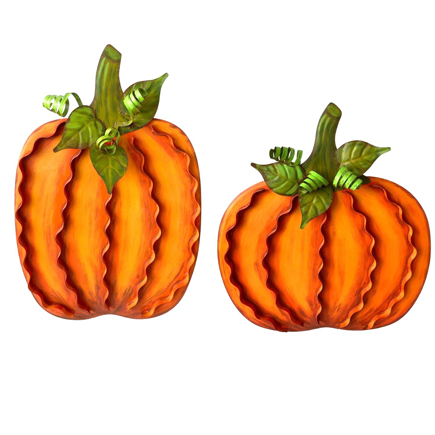 Large Ribbon Pumpkins Orange - Sold Individually - Image 3