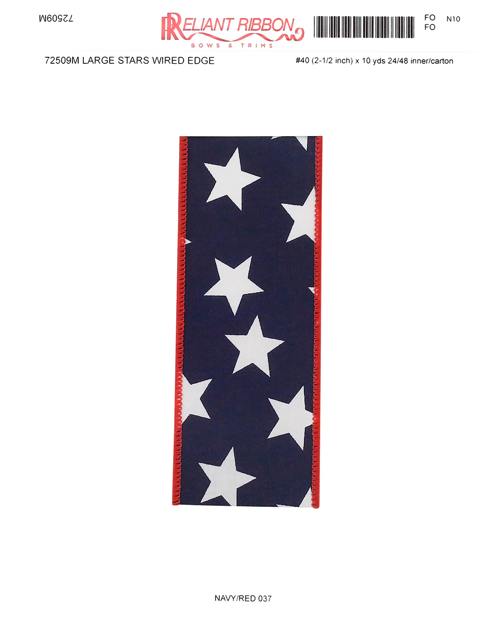 Large Stars Wired Edge Navy/Red - Image 2