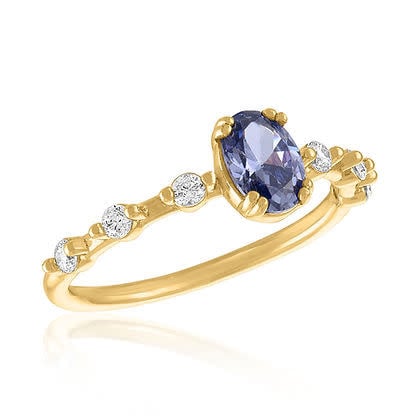 Lavender Oval Statement Gold Layers Ring - Image 6