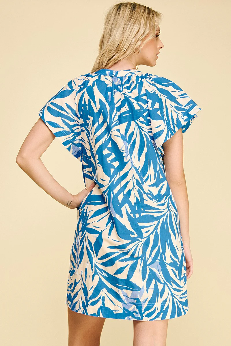 Leah Botanical Print Tunic Mini Dress - Image 3