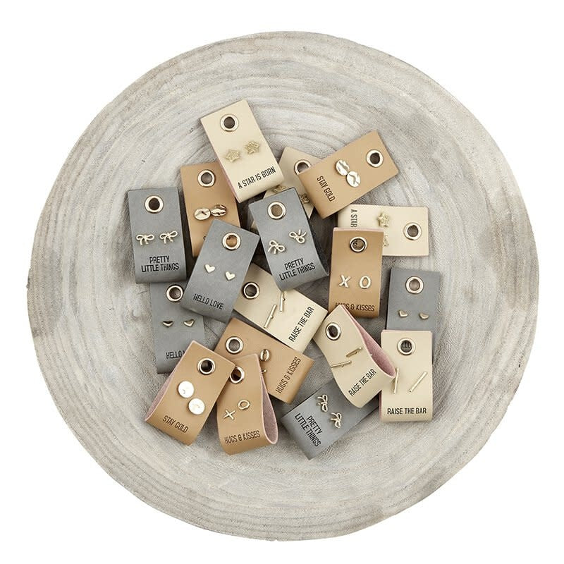 Leather Stud Tag Earrings