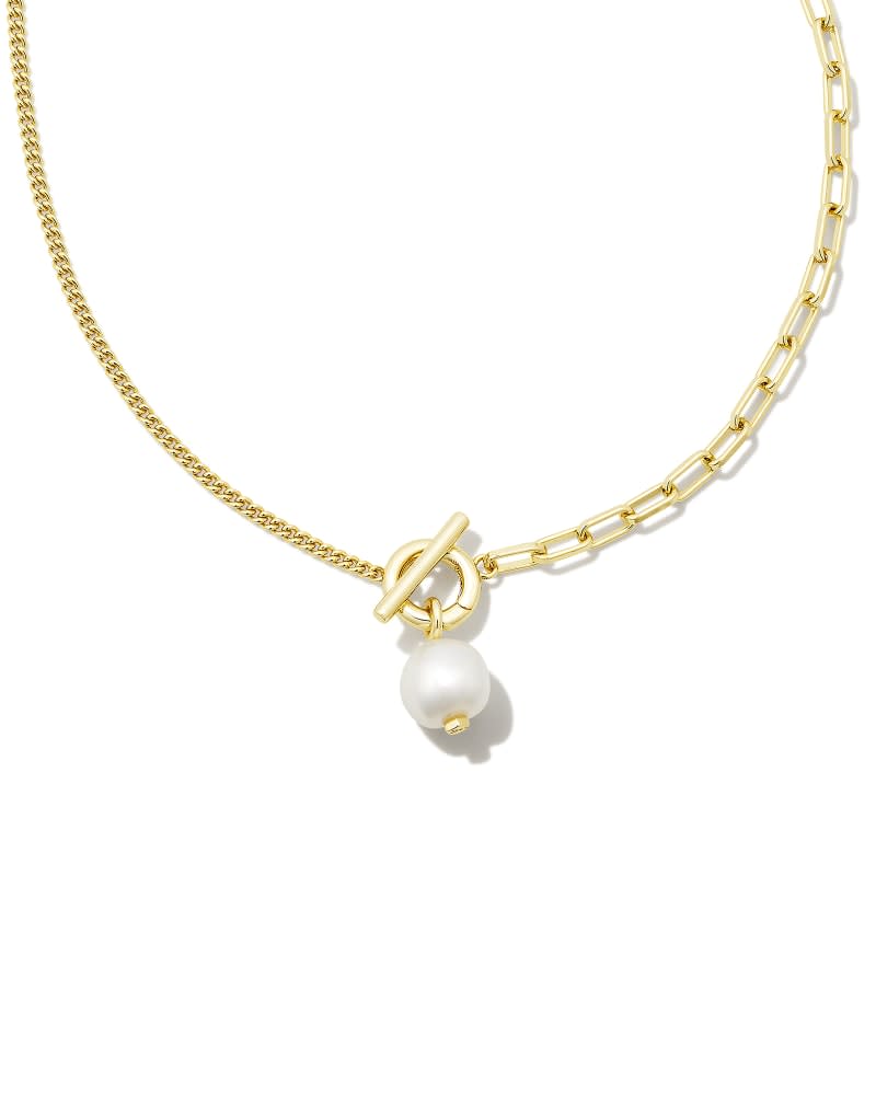 Leighton Pearl Chain Necklace Gold White Pearl - Image 2