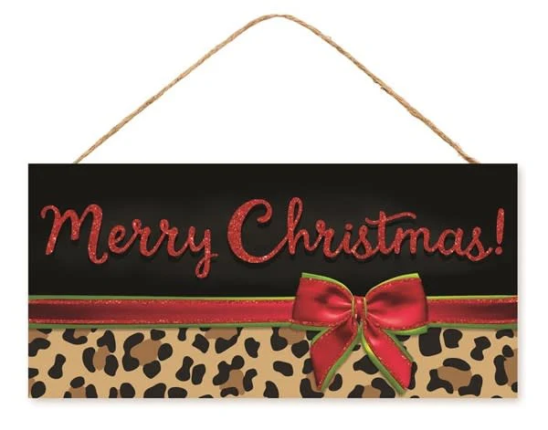 Leopard Print Merry Christmas Sign