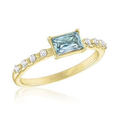 Light Sapphire Rectangle Gold Layers Rings - Image 5